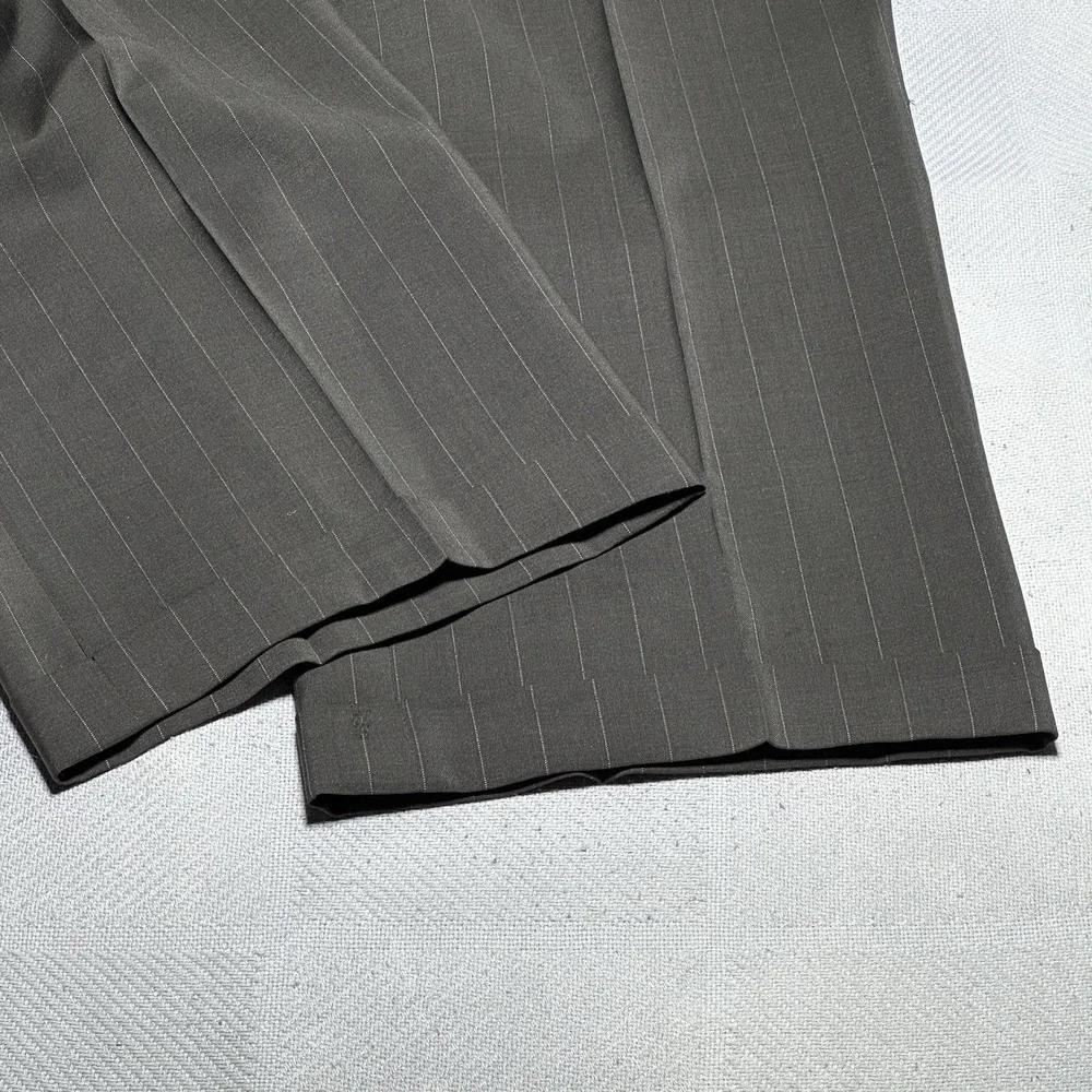 Vintage Oxxford Clothes Suit 44L 36x33 Wool Stripe‎ Unstructured Cuffed Pleated